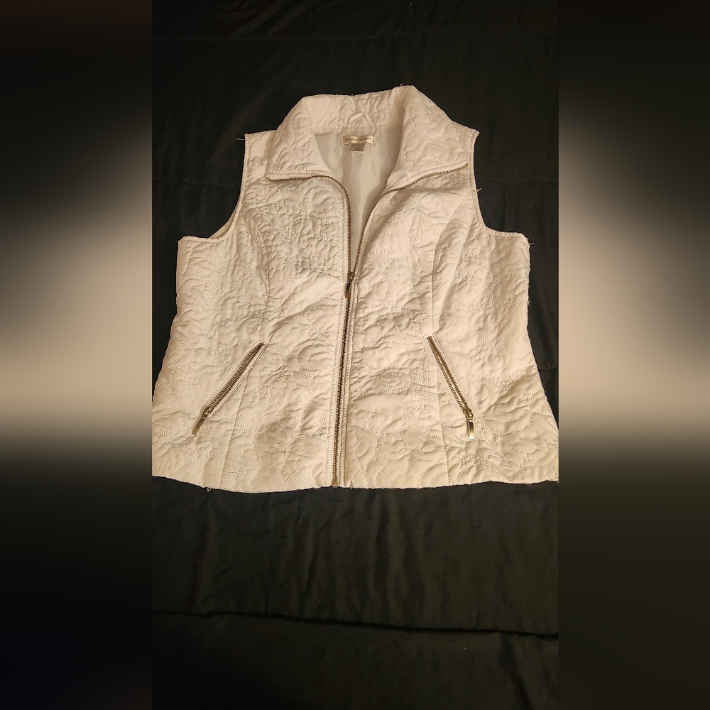 Christopher & Banks Cream Quilted Vest Size Womens Large